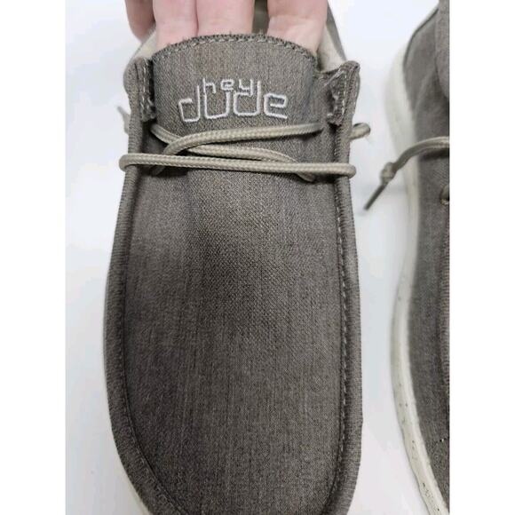 Hey Dude Wally Chambray Sepia Brown Slip On Lace Casual Comfort Shoe Men 8 New - Picture 9 of 16